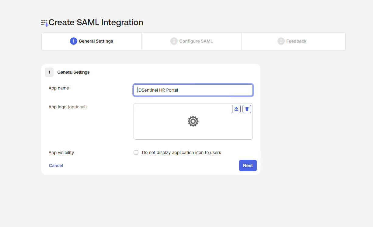HR Portal app created in Okta