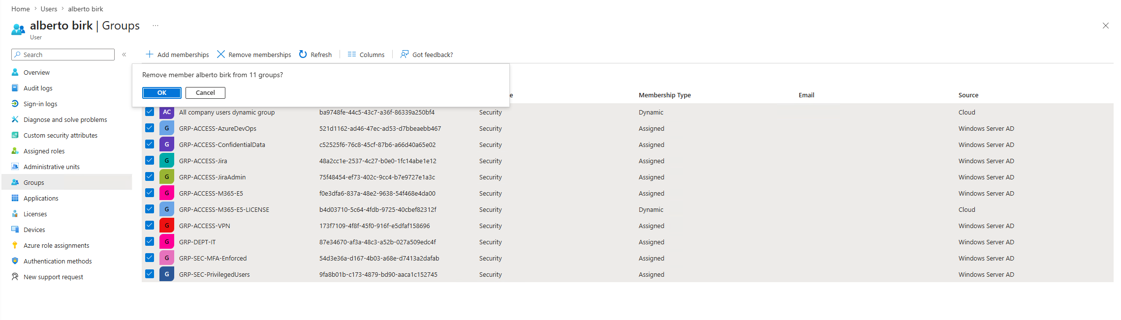 Disabled account remediated — confirmed via GUI