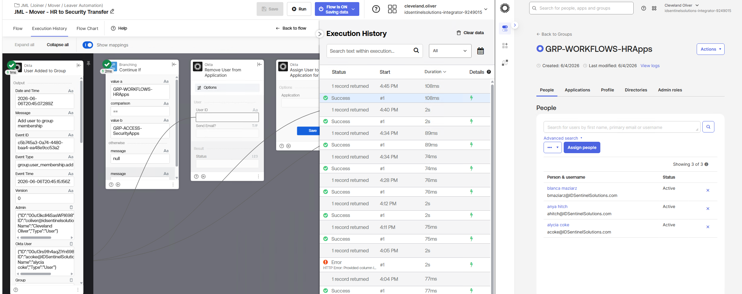 Corrected flow — validation execution log