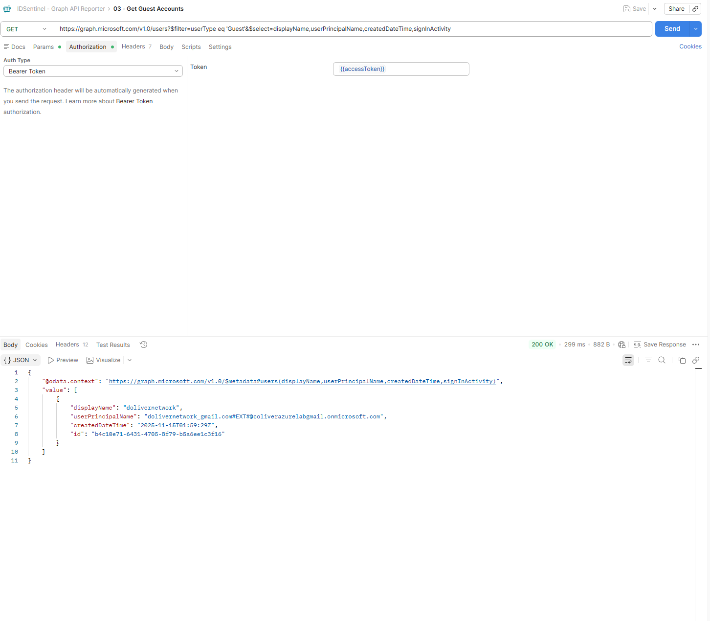 Postman — guest account inventory response