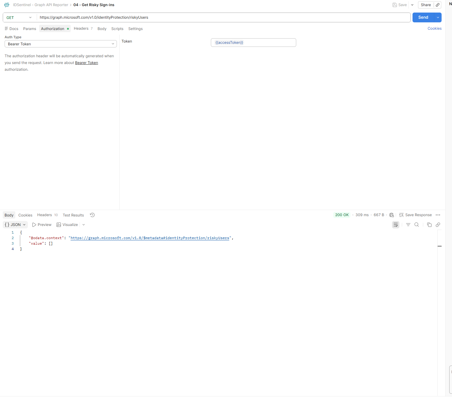 Postman — risky users report response