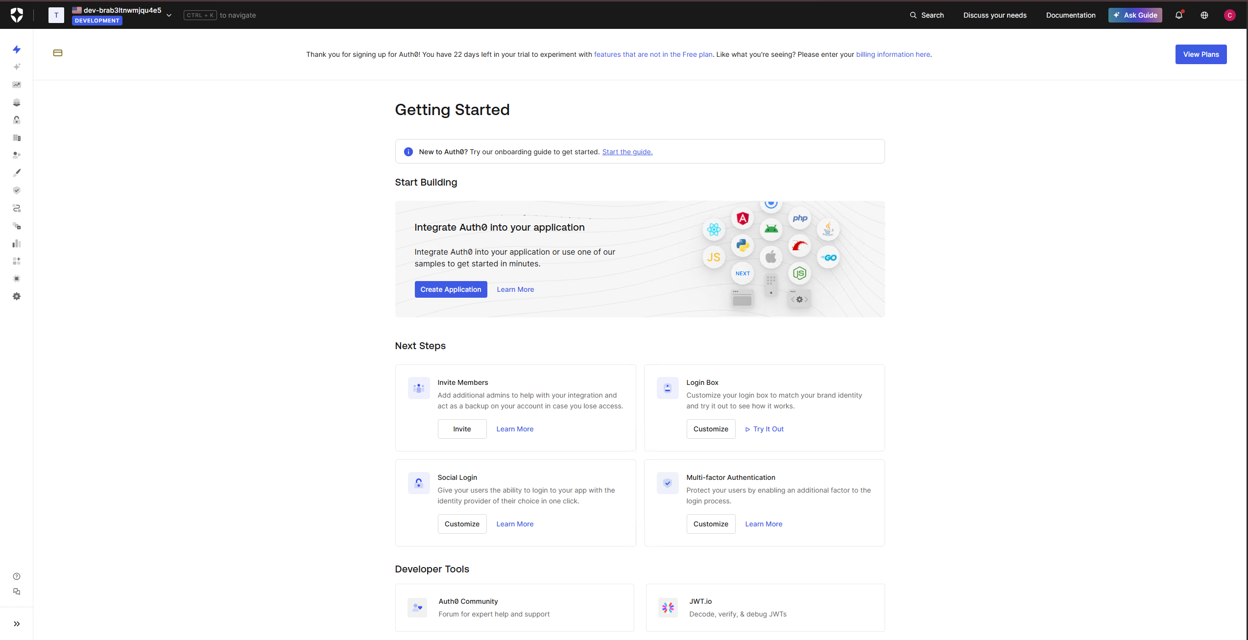 Dedicated Auth0 tenant provisioned