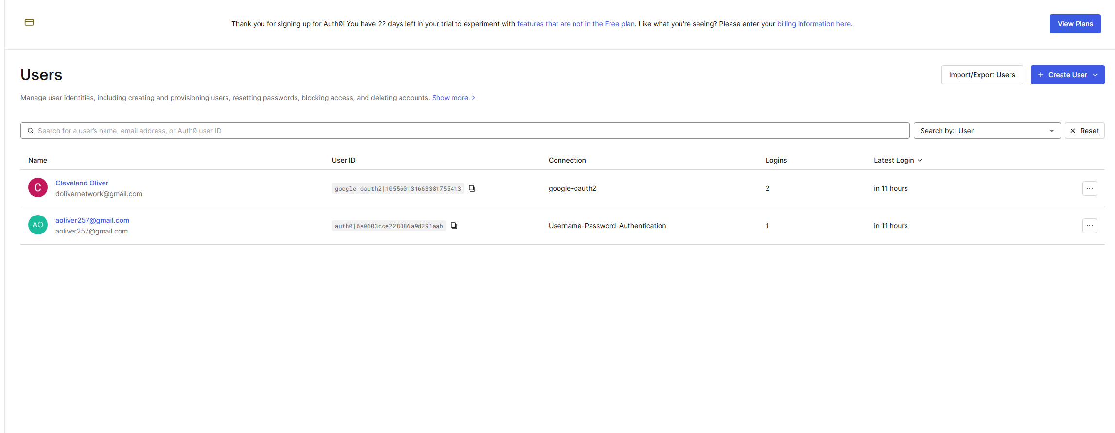 Customer account confirmed in Auth0 user store