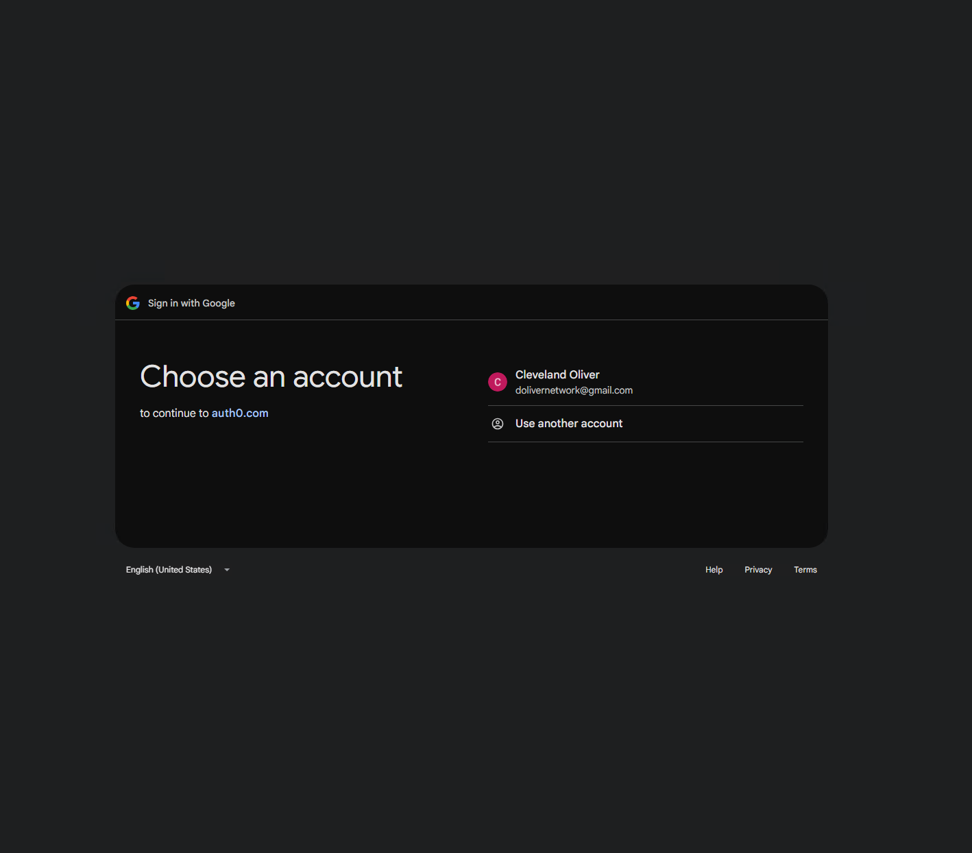 Google social login flow — OAuth2 handshake initiated