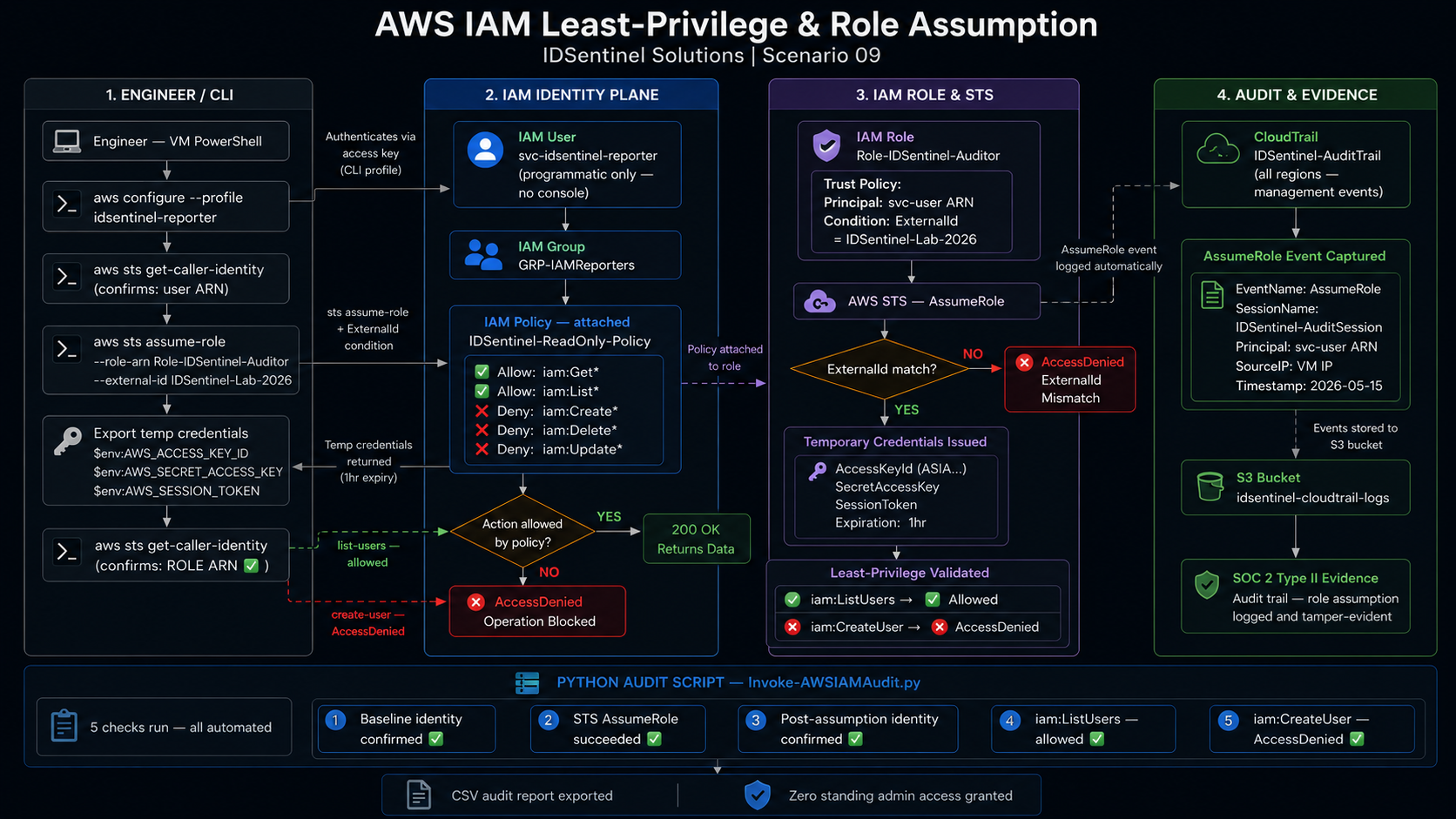 Architecture and role assumption flow diagram