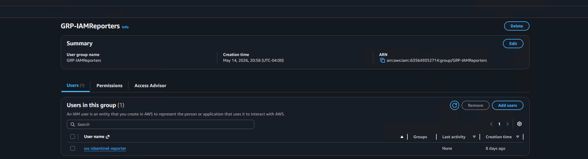 User added to GRP-IAMReporters