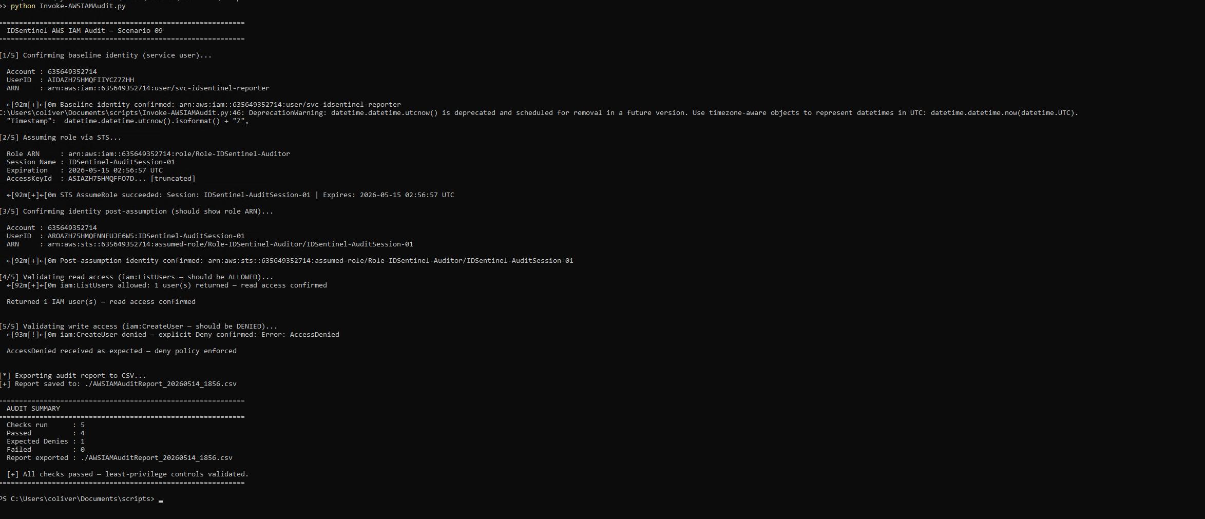 Python audit script output