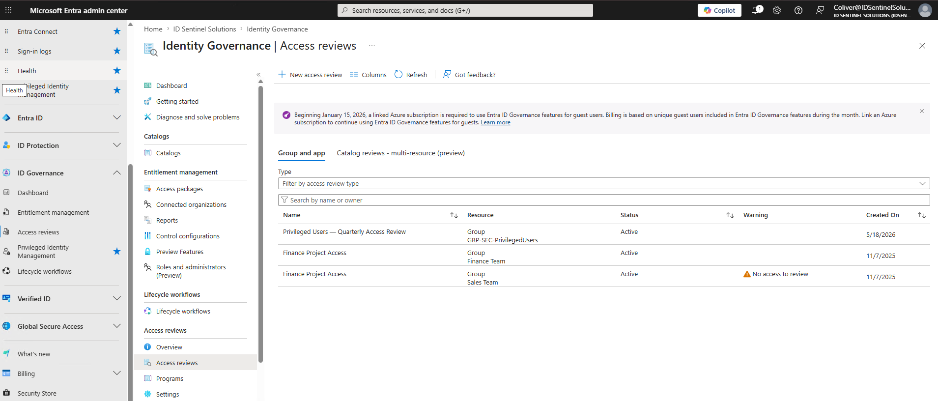 Review active — 188 members in scope, reviewer routing confirmed