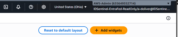 Assumed role IDSentinel-EntraFed-ReadOnly confirmed in console