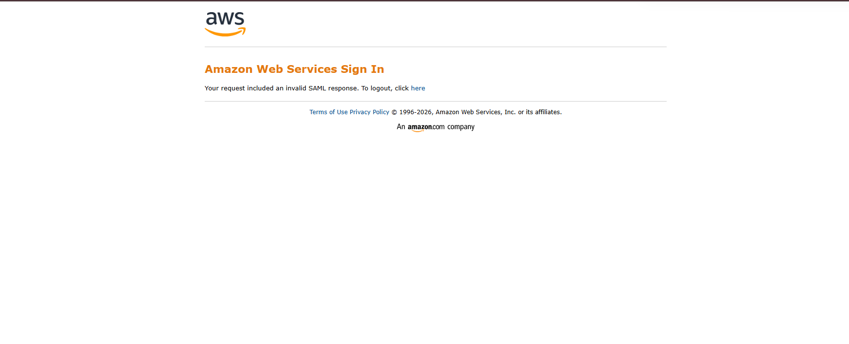 Break 3 — AWS rejects assertion due to certificate mismatch
