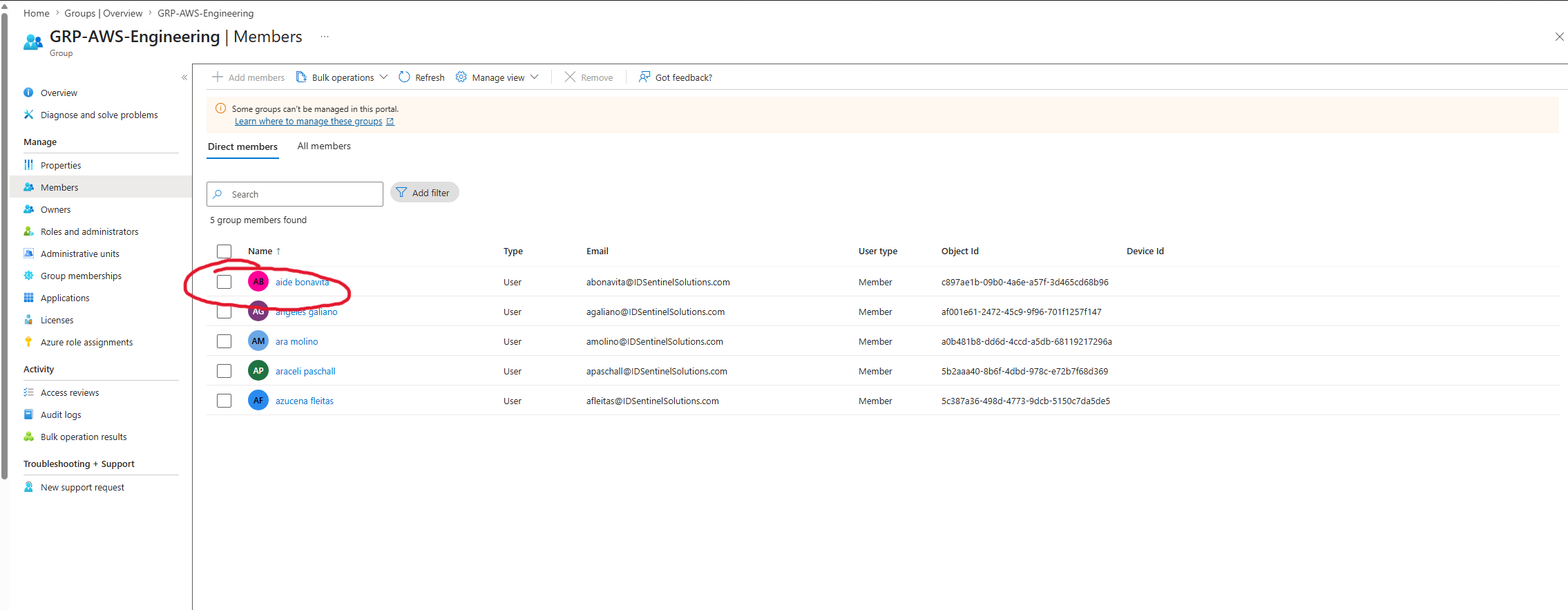 User added to GRP-AWS-Engineering in Entra ID