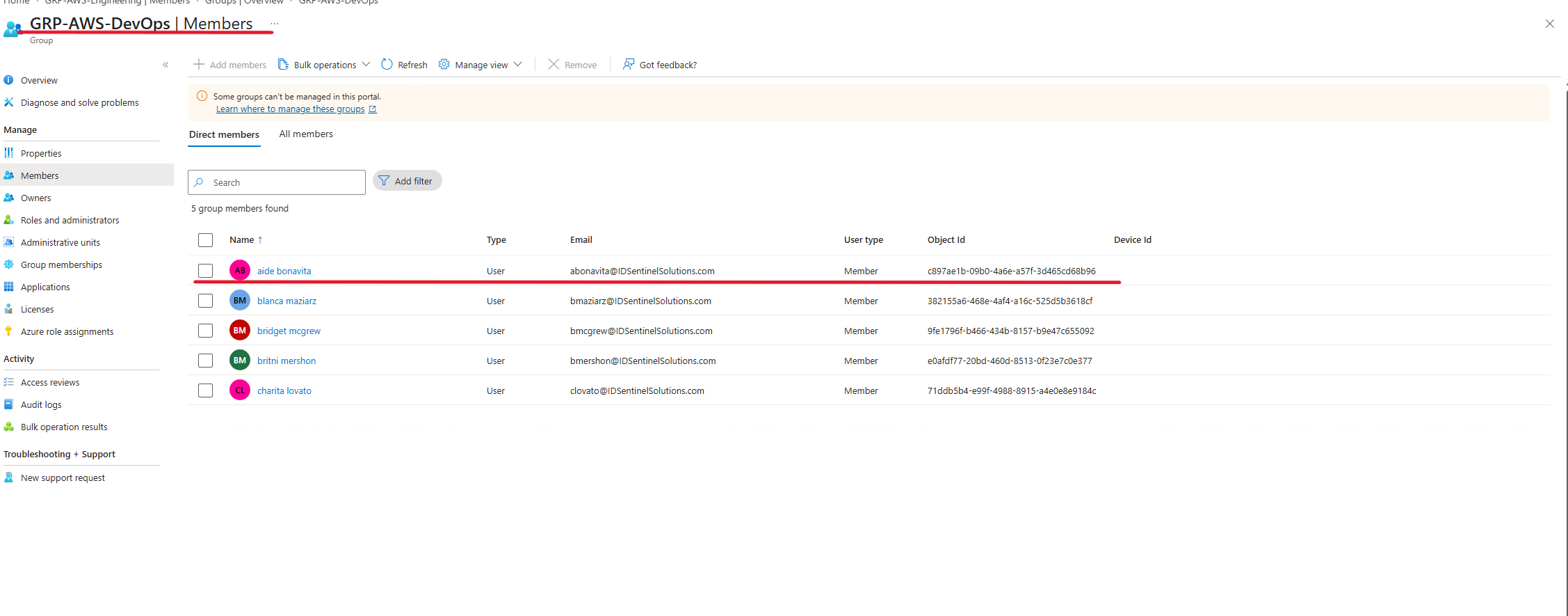 Group membership changed in Entra — Engineering → DevOps