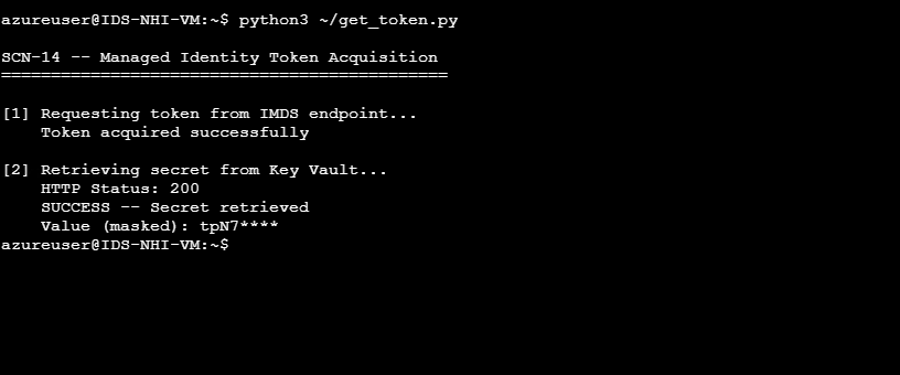 HTTP 200 — masked secret value returned, no credentials in script