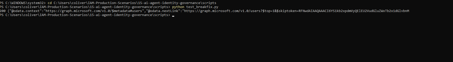 Graph API response via scoped bearer token