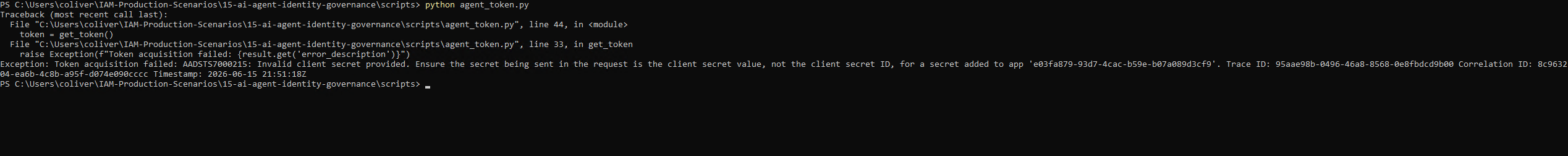 401 invalid_client confirmed — no standing access after secret revocation